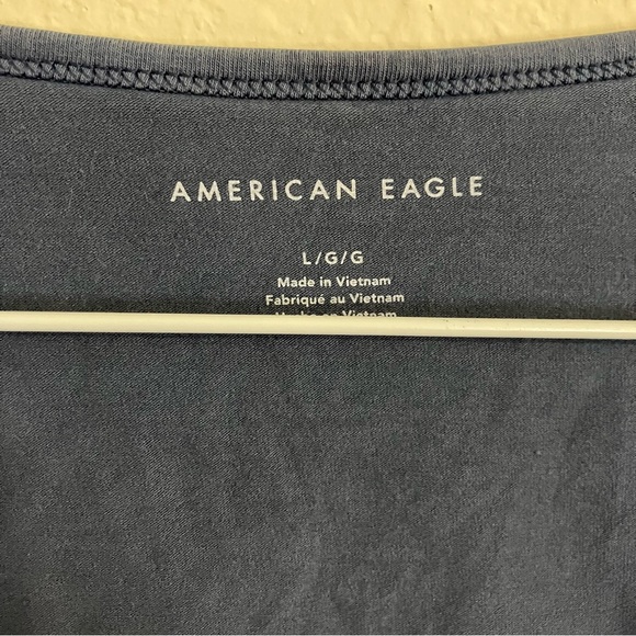 American Eagle Dusty Blue Cinched Tie Shoulder Cropped Tank Top Size: L - Picture 5 of 5